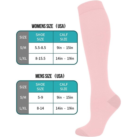 🆕4/6 Pairs Compression Sock Women Men Assorted 15-20 mmHg Athletic Nylon Travel - Picture 6 of 6